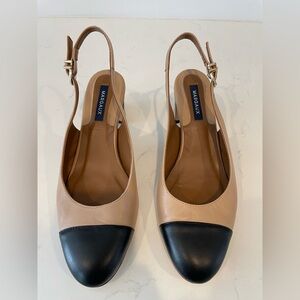 Margaux Women’s The Cluny Slingback Dune and Black Nappa Size 38 (US 8) Wide